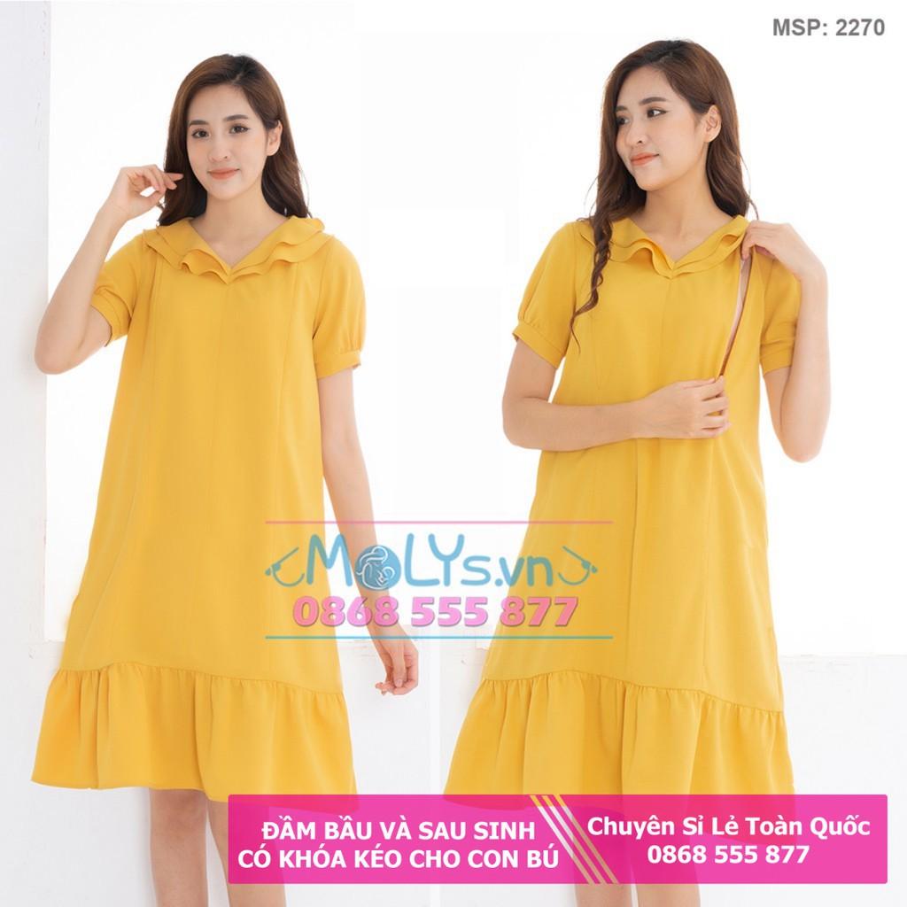 Đầm bầu công sở kết hợp cho con bú sau sinh sau sinh M2270 dáng suông đuôi cá chấm bi bất hủ mặc 3IN1, 7 NGÀY ĐỔI TRẢ