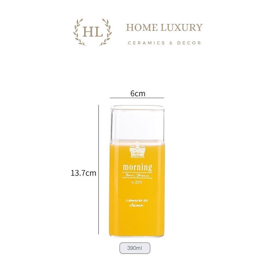 Cốc thủy tinh chịu nhiệt borosilicate dáng vuông 390ml
