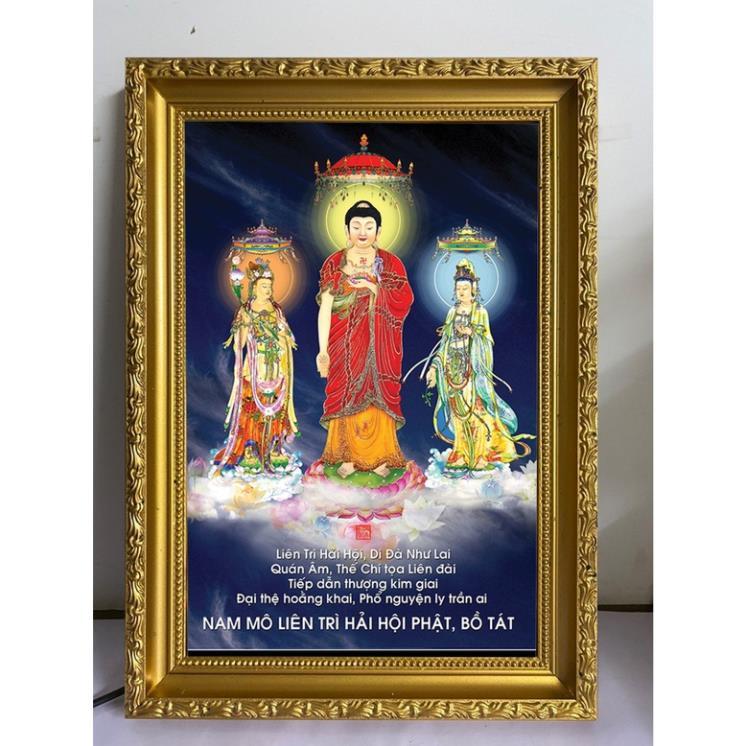 Tranh led 3D trang trí không gian thờ cao cấp nhiều mẫu quan âm, phật adida, tam thánh