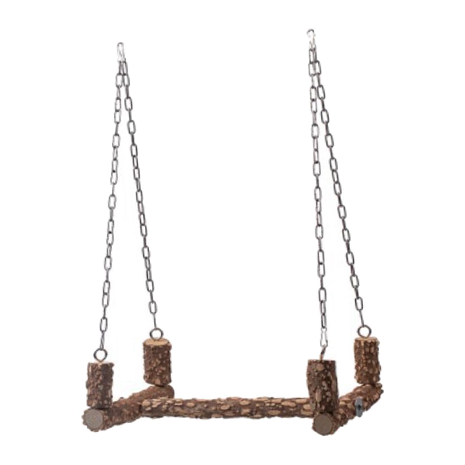 Parrots Wooden Stand Swing Cage Hanging Cockatiels Lovebird Perch Bird Toys