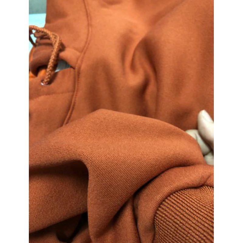 Áo hoodie nỉ trơn màu cam loại 1, áo đôi nam nữ thu đông cao cấp
