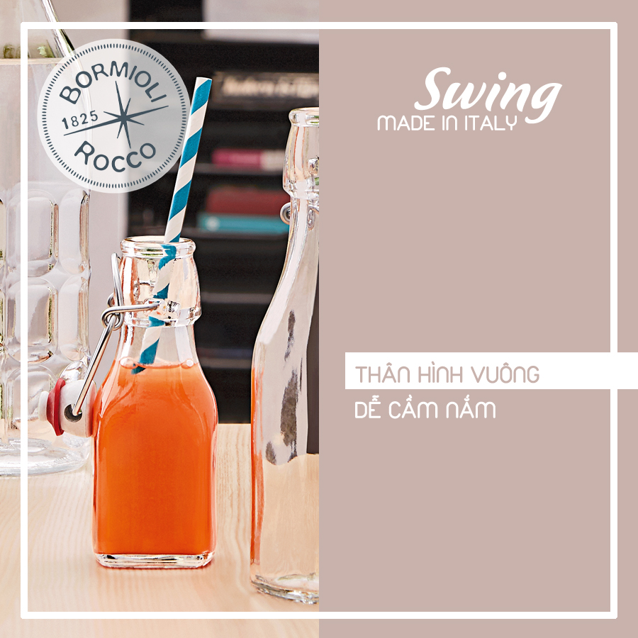 Chai Thủy Tinh Vuông Swing Bormioli Rocco - 0,125 Lít