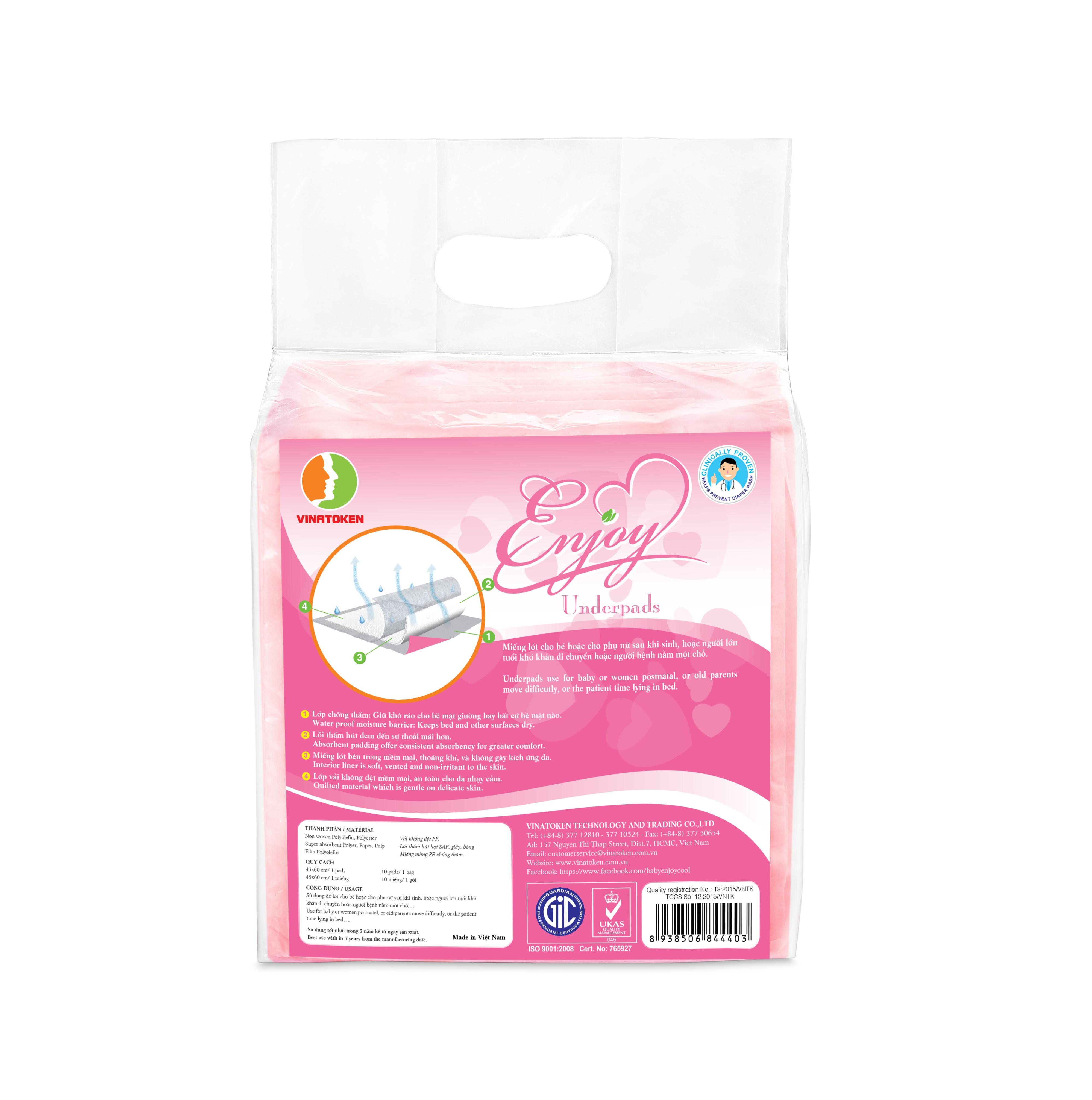 Miếng lót em bé ENJOY Cao Cấp ngày và đêm cho bé từ 3-5kg, mềm mại, thấm hút, chuẩn chất lượng Châu Âu