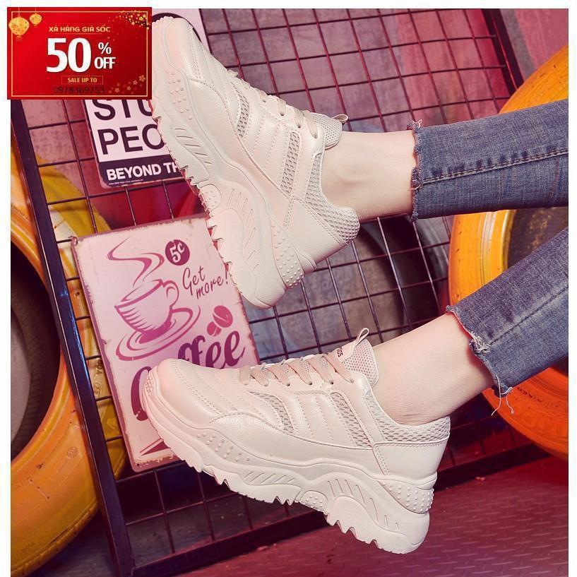 Giày Sneaker nữ đế cao S110 Kem