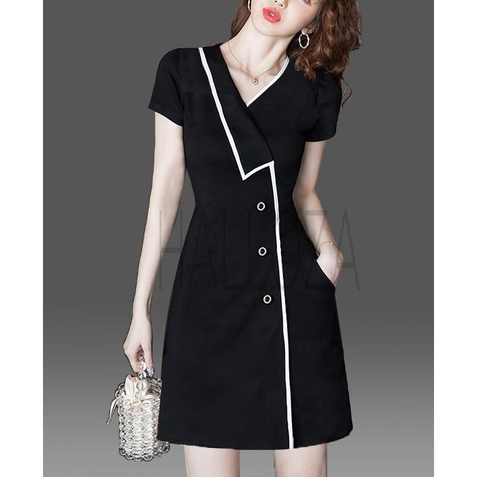 Đầm đen kiểu 1 sọc trăng bigsize