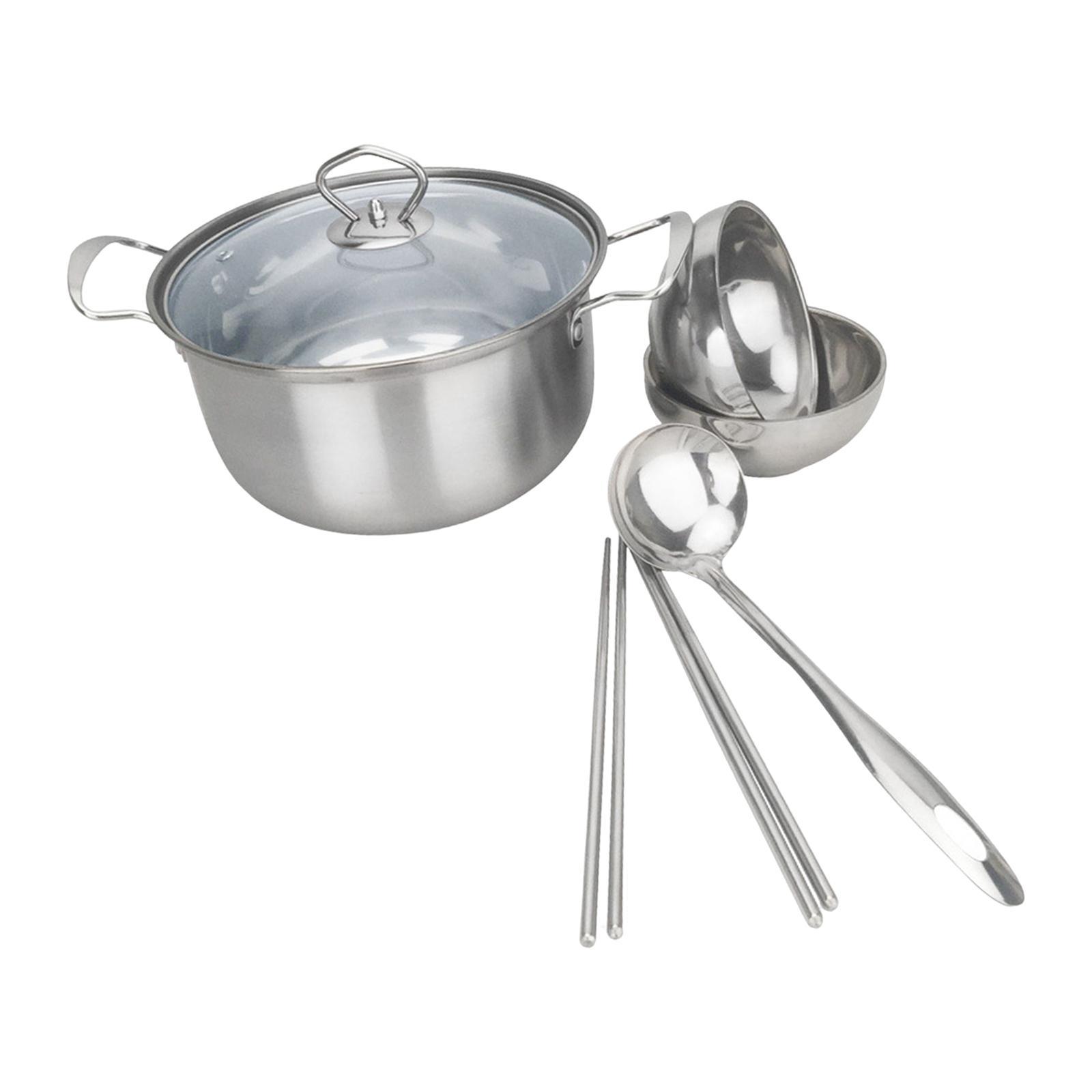 Soup Stockpot Bowls, Spoon, and Chopsticks Cooking Pot for Home Travel