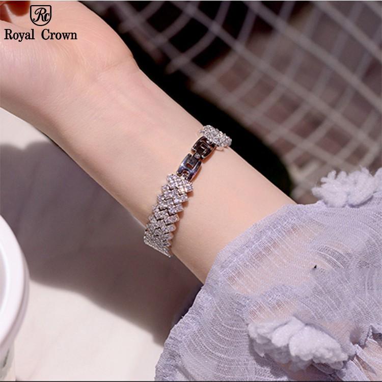 Đồng Hồ Nữ Chính Hãng Royal Crown 2607 Jewelry Dây Kim Loại Đính Đá Chống Nước Chống Xước