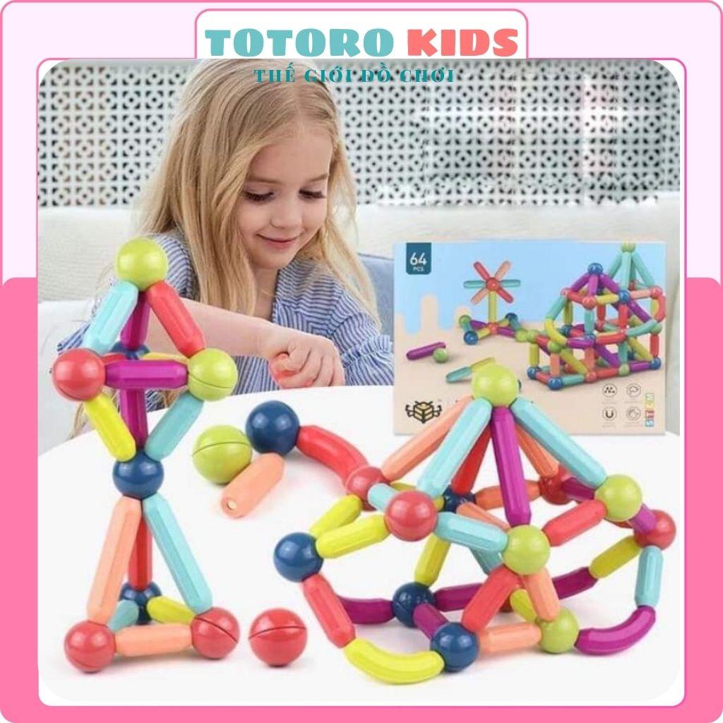 Bộ đồ chơi lắp ráp mô hình sáng tạo trí tuệ cho em bé an toàn thông minh xếp hình nam châm từ tính 64 chi tiết