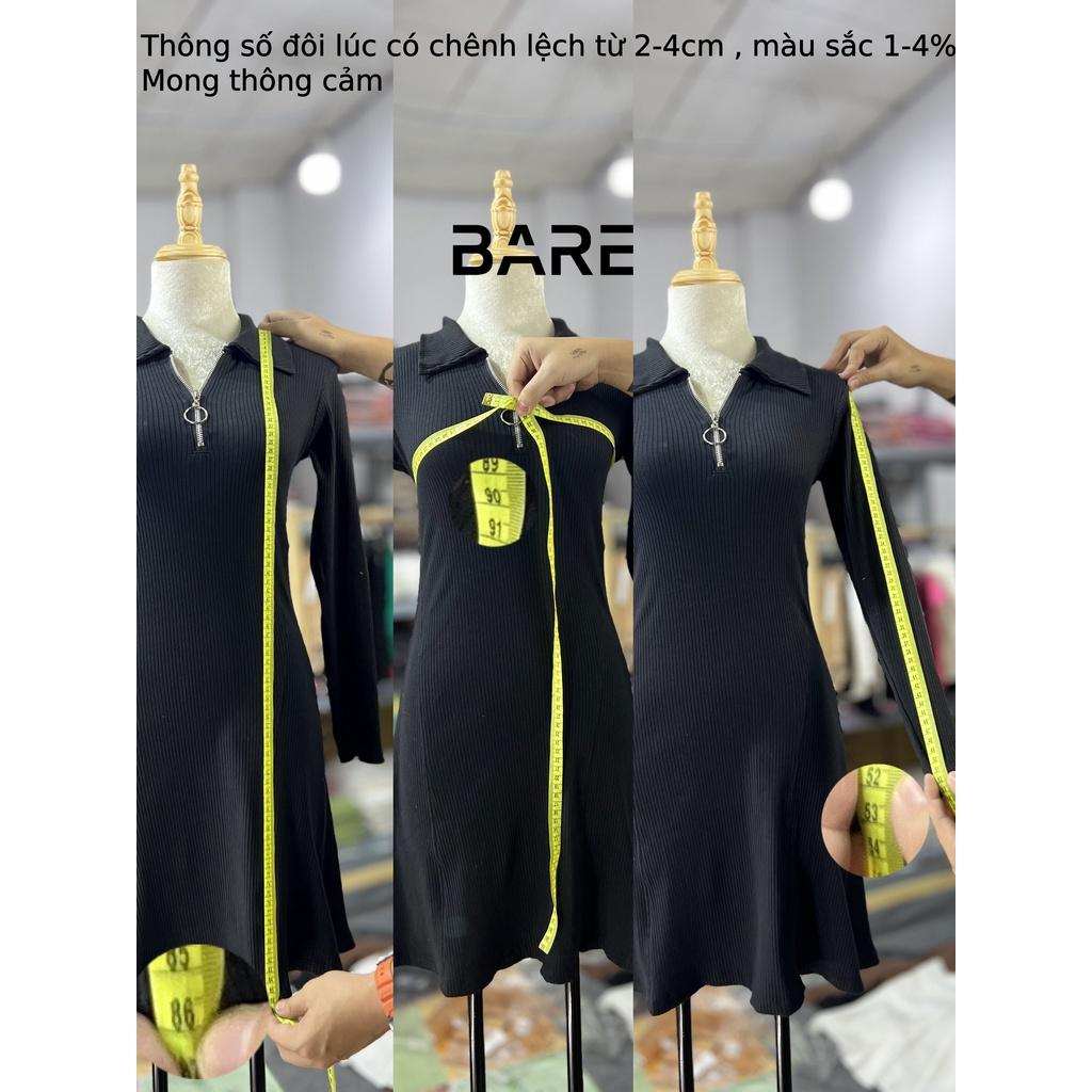 Đầm ôm body nữ tay dài basic Bare phối khóa kéo chất thun gân tăm chuẩn form - ĐO06