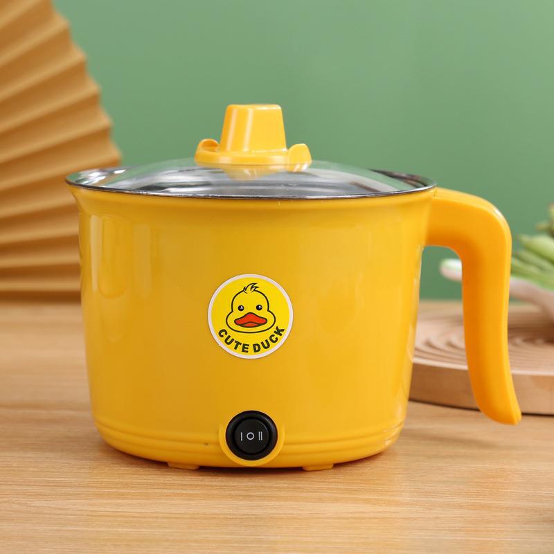 Nồi Lẩu Điện Mini Đa Năng Có Khay Hấp Vịt Vàng (1.8L) - Nấu Mì, Cháo, Lẩu, Chiên, Xào, Luộc - Hàng Chính Hãng