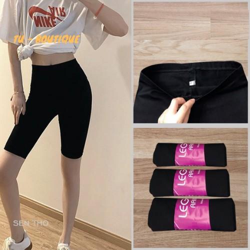 Quần legging lửng thái nâng mông đùi nữ ngố cạp cao lưng thun siêu co giãn ( L-01