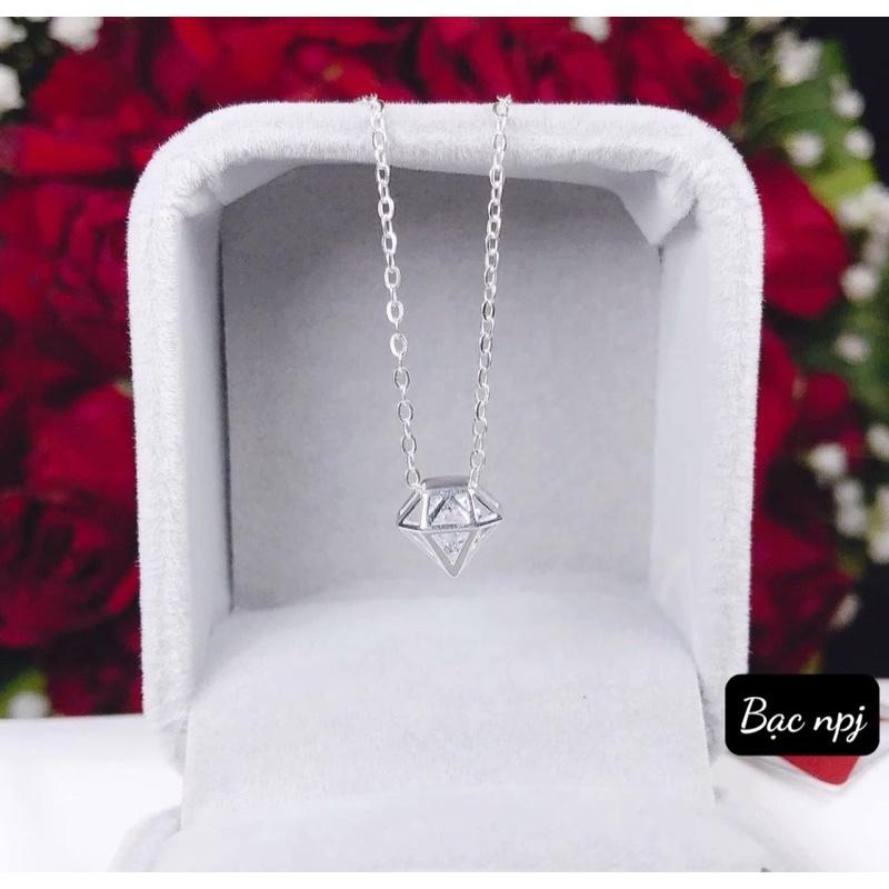 Dây chuyền Kim Cương ️ SIÊU XINH ️ , vòng cổ hột xoàn chất liệu Bạc đẹp- Bạc Npj
