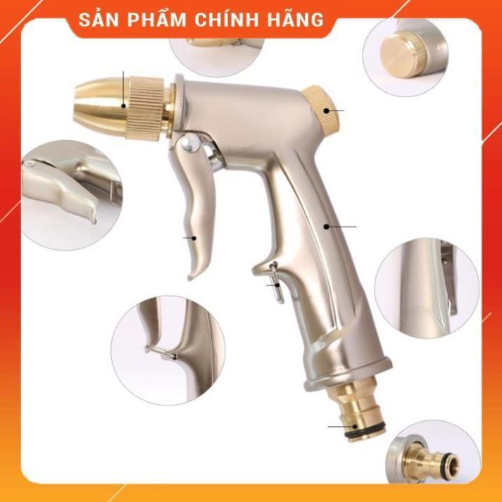 ️ Bộ dây vòi xịt nước rửa xe, tưới cây , tăng áp 3 lần, loại 7m, 10m 206701-1 đầu đồng,cút,nối vàng