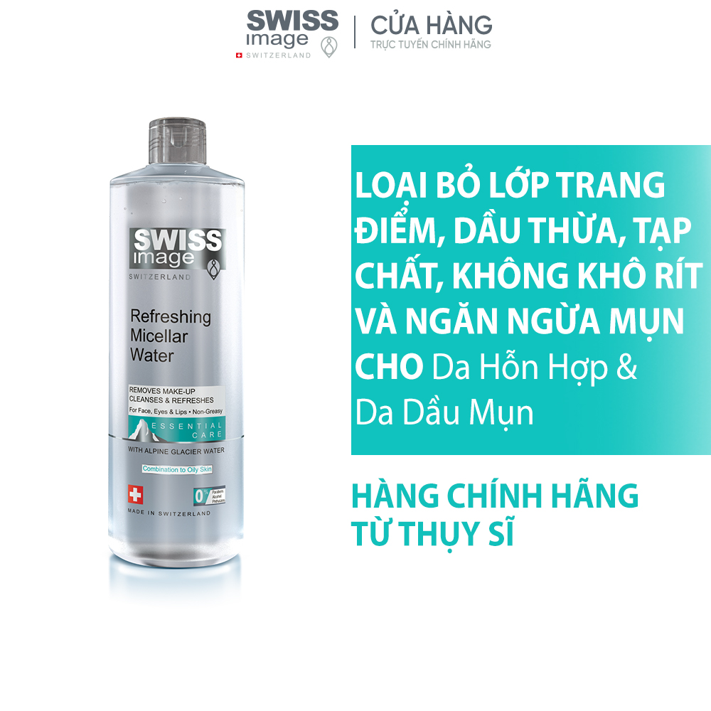 Nước tẩy trang làm sạch sâu và kiểm soát bã nhờn cho da hỗn hợp và da dầu Swiss Image Refreshing Micellar Water 400ml