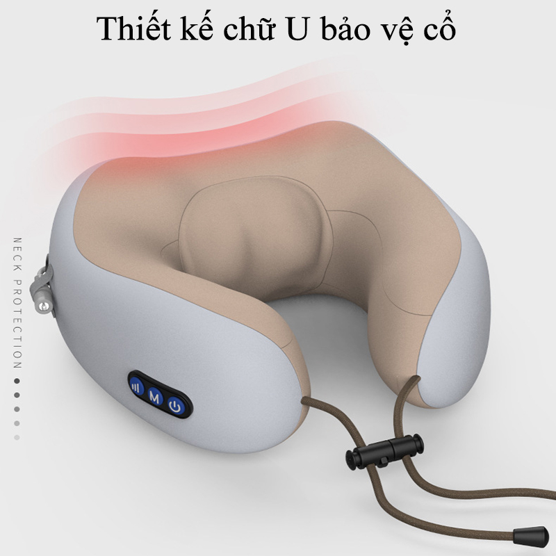 Gối Massage Cổ Vai Gáy Đa Năng Cao Cấp Smart Massager Máy Mát Xa Hồng Ngoại Chữ U 4 In 1 Kiêm Gối Ngủ Văn Phòng Tiện Lợi - ML021