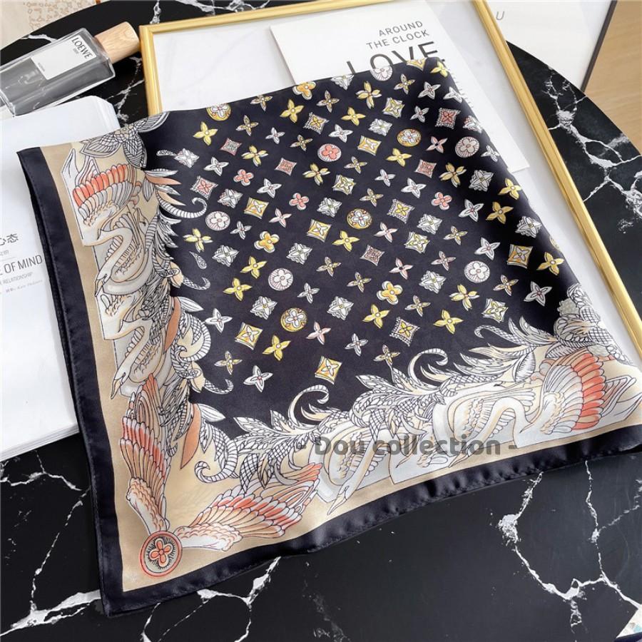 Khăn Lụa Vuông Hoa 4 Cánh Cao Cấp Làm Aó Và Đồng Phục - Chất Liệu Chiffon - 70x70cm - Mã KL059
