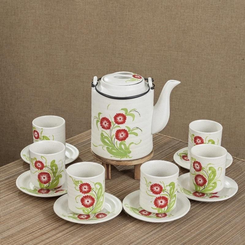 Bộ ấm tích uống trà. Gốm sứ Bát Tràng.