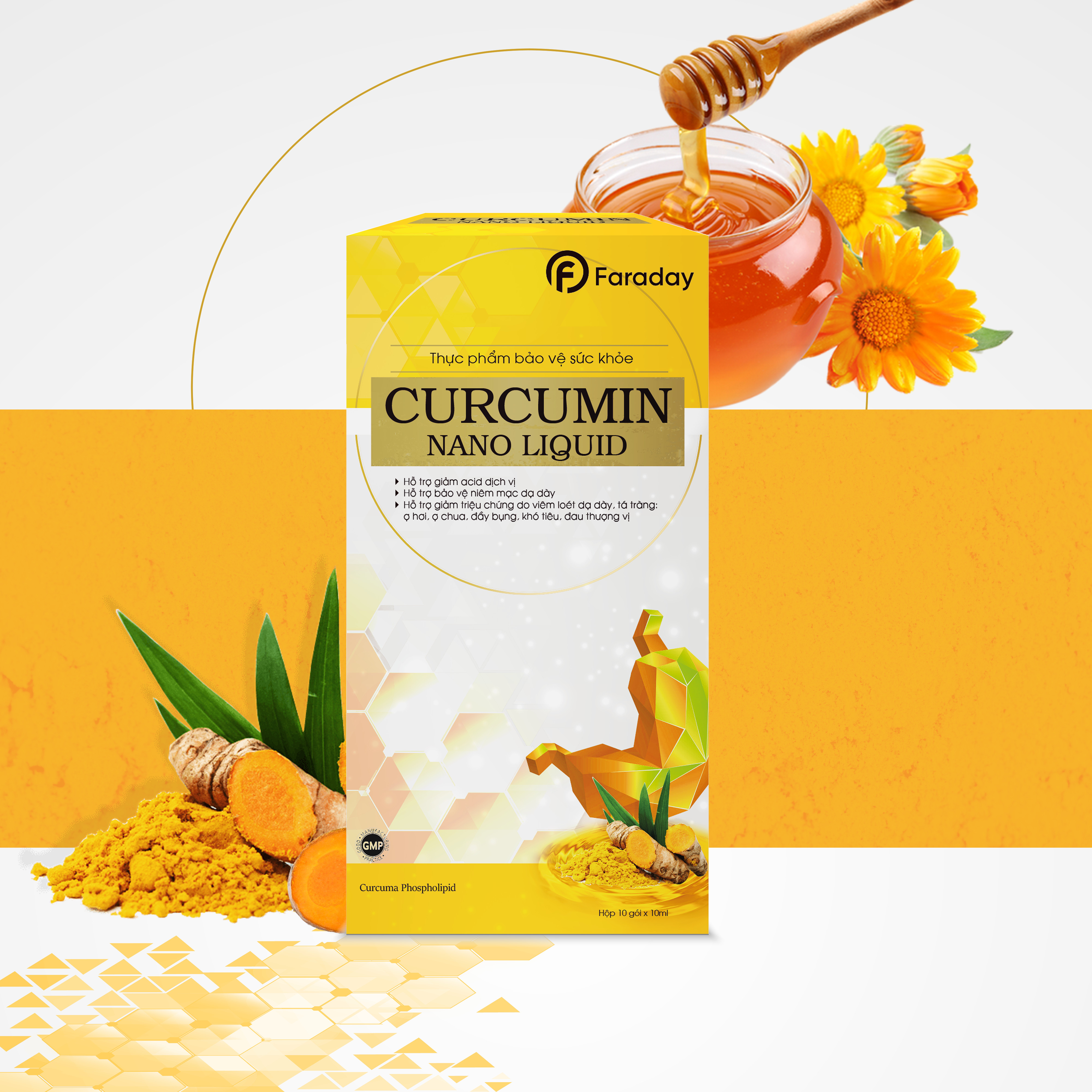 Curcumin Nano Liquid - Cải Thiện Các Vấn Đề Dạ Dày, Tá Tràng, Hỗ Trợ Bảo Vệ Niêm Mạc Dạ Dày - 20 gói