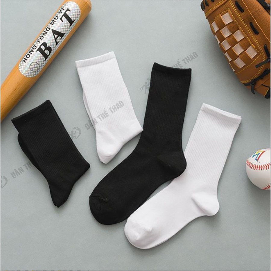 Tất vớ nam nữ màu trơn chất liệu vải Cotton co giãn bốn chiều phong cách hiện đại