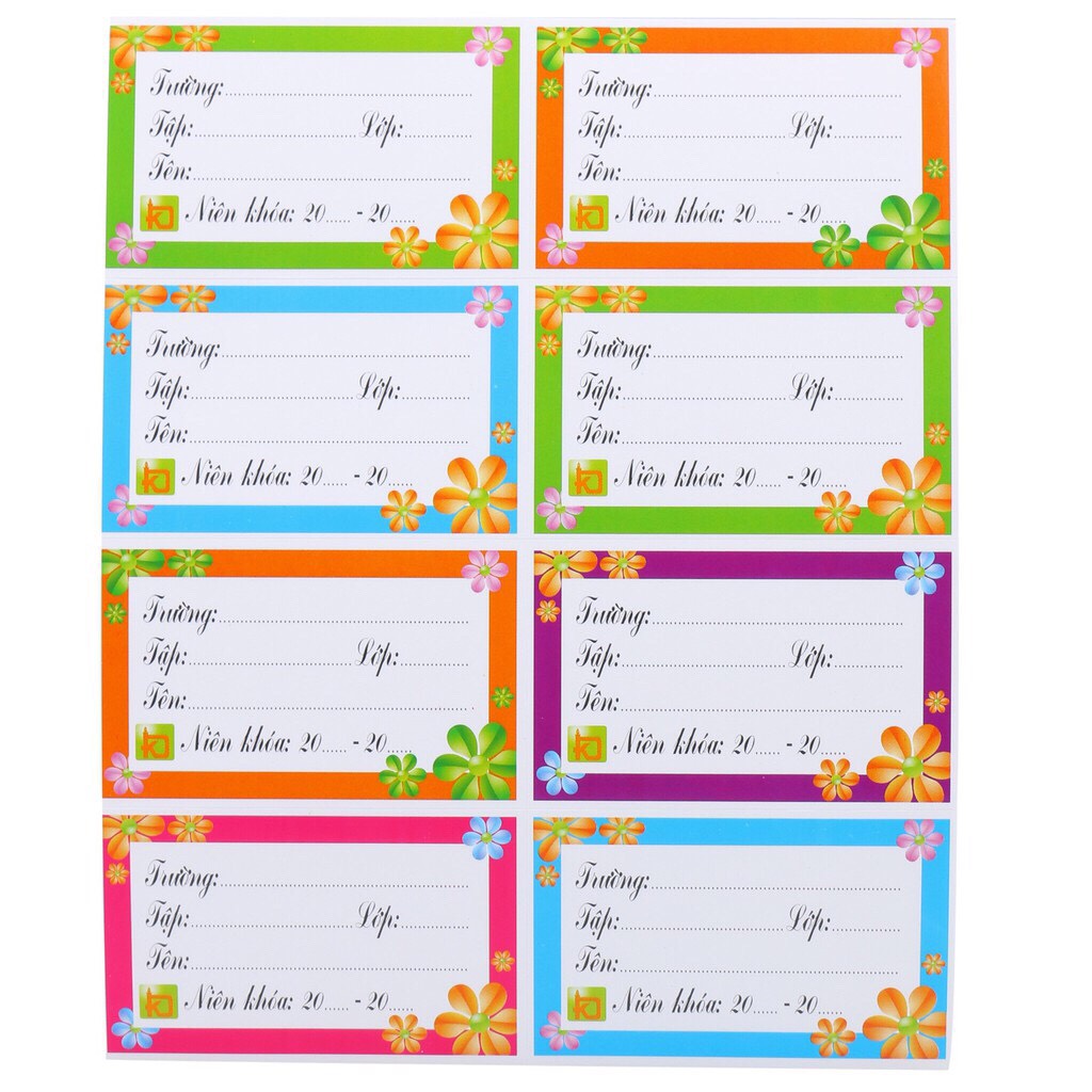 Set 30 : Nhãn vở dán học sinh nhiều hình sinh động