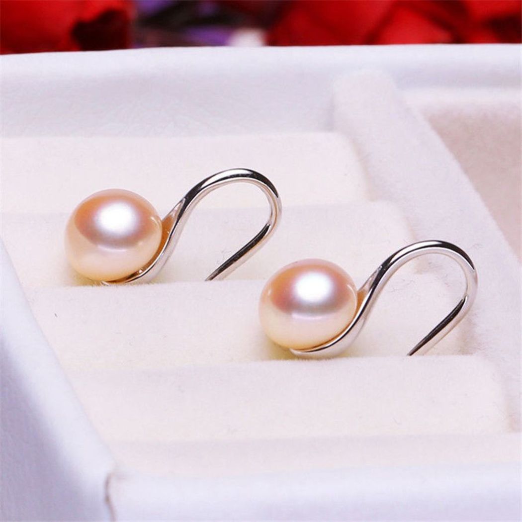 Bông Tai Ngọc Trai Nước Ngọt Thiên Nhiên - Kiểu Móc Hoa - Trang Sức Cô Tấm - SPOOL PEARL (8ly) - CTJ4810