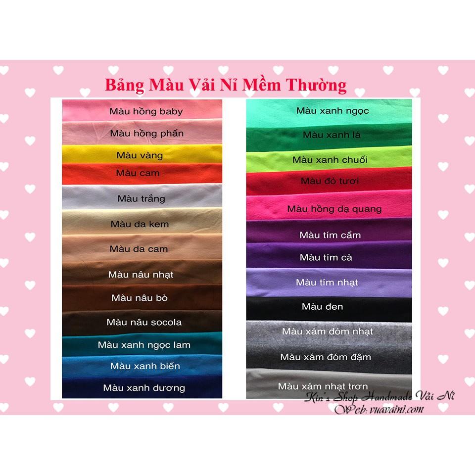 Vải Nỉ Mềm chuyên dùng làm đồ chơi handmade, con thú và rau củ quả giúp bé vừa học vừa chơi