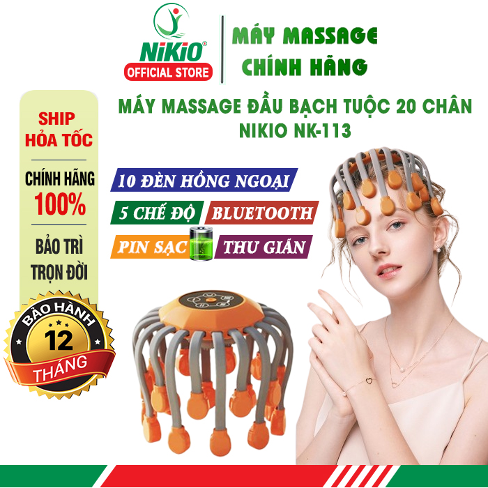 Máy massage đầu bạch tuộc 20 chân Nikio NK-113 - matxa thư giãn, giảm stress - CAM