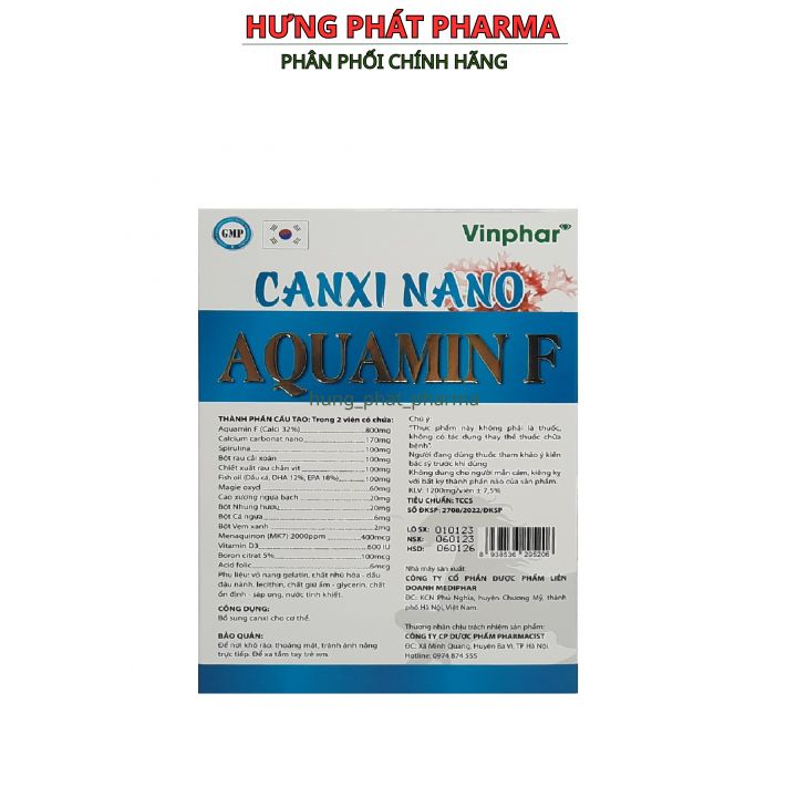 Viên Uống Canxi Nano Aquamin F Cao Xương Ngựa Bạch - Ngăn Ngừa Loãng Xương, Còi Xương, Chậm Lớn, Bổ Sung Canxi Cho Xương Chắc Khỏe Hộp 30 viên - Dược Phẩm Pharmacist