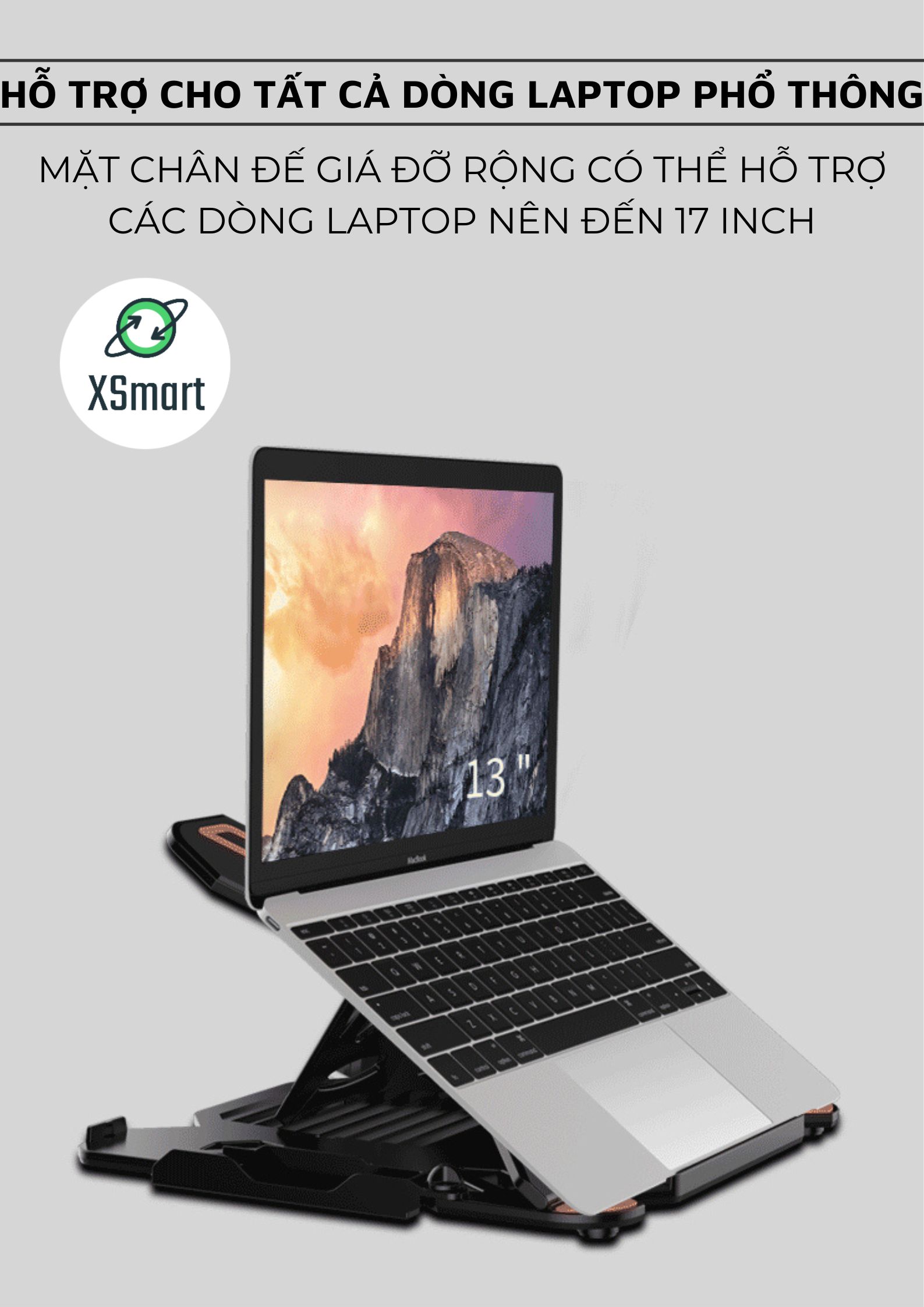 Giá Đỡ Tản Nhiệt laptop, Điện Thoại E5 Có Chân Đế Xoay 360 Độ Điều Chỉnh Góc Nhìn 8 Cấp Độ, Đế Chống Trượt-Hàng Chính Hãng