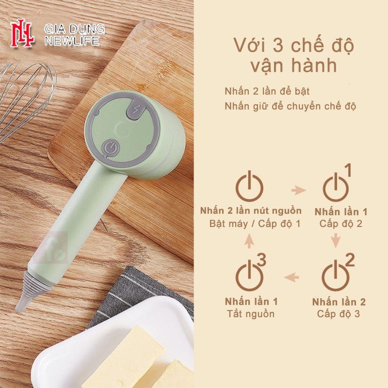 Máy Đánh Trứng Cầm Tay 3 trong 1 đa năng pin sạc S170 - Máy xay thịt tỏi ớt hạt tiêu đánh sữa cafe mini không dây - BH 1 Năm