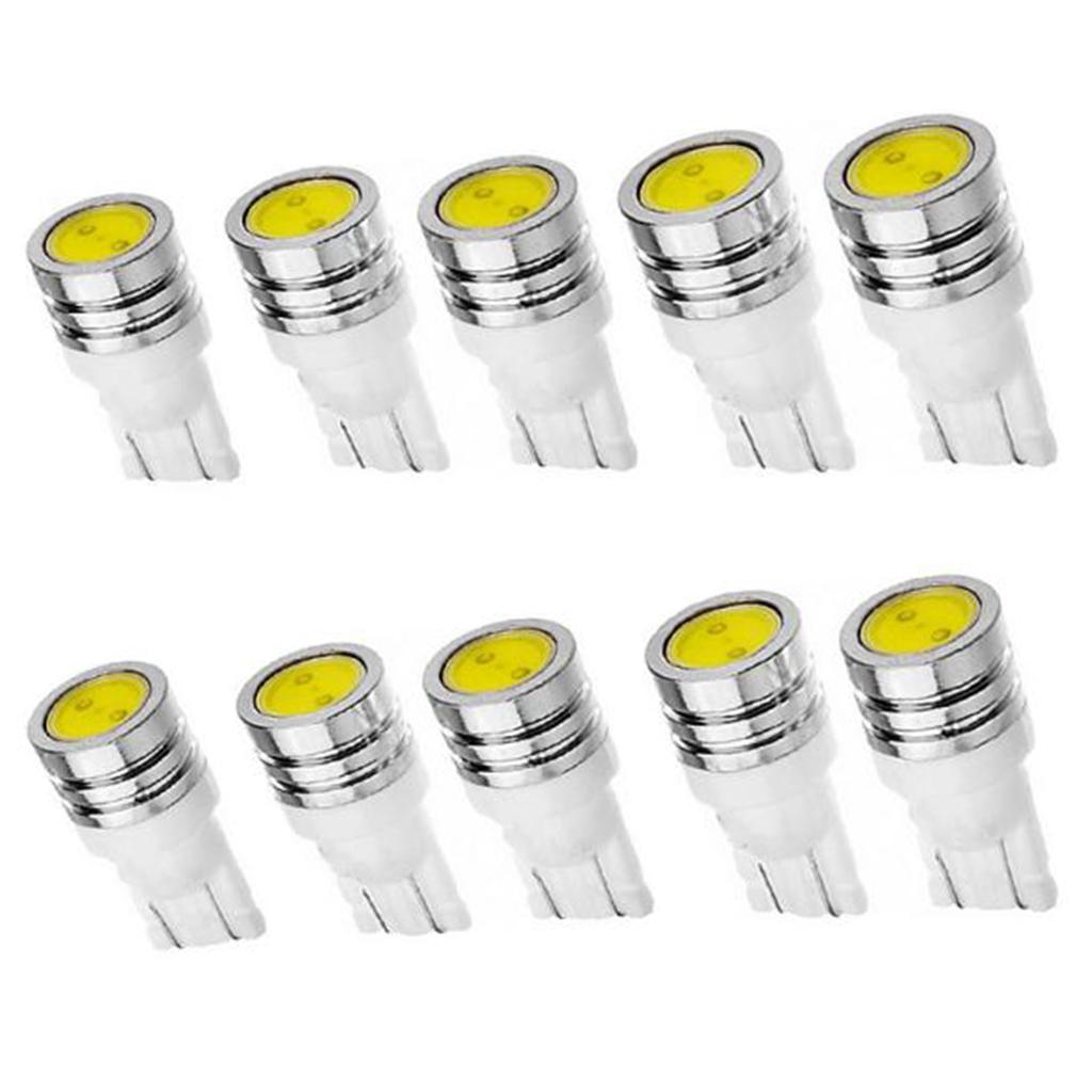 10x T10 1.5W LED Car Instrument Light Side Interior Wedge Bulbs - White