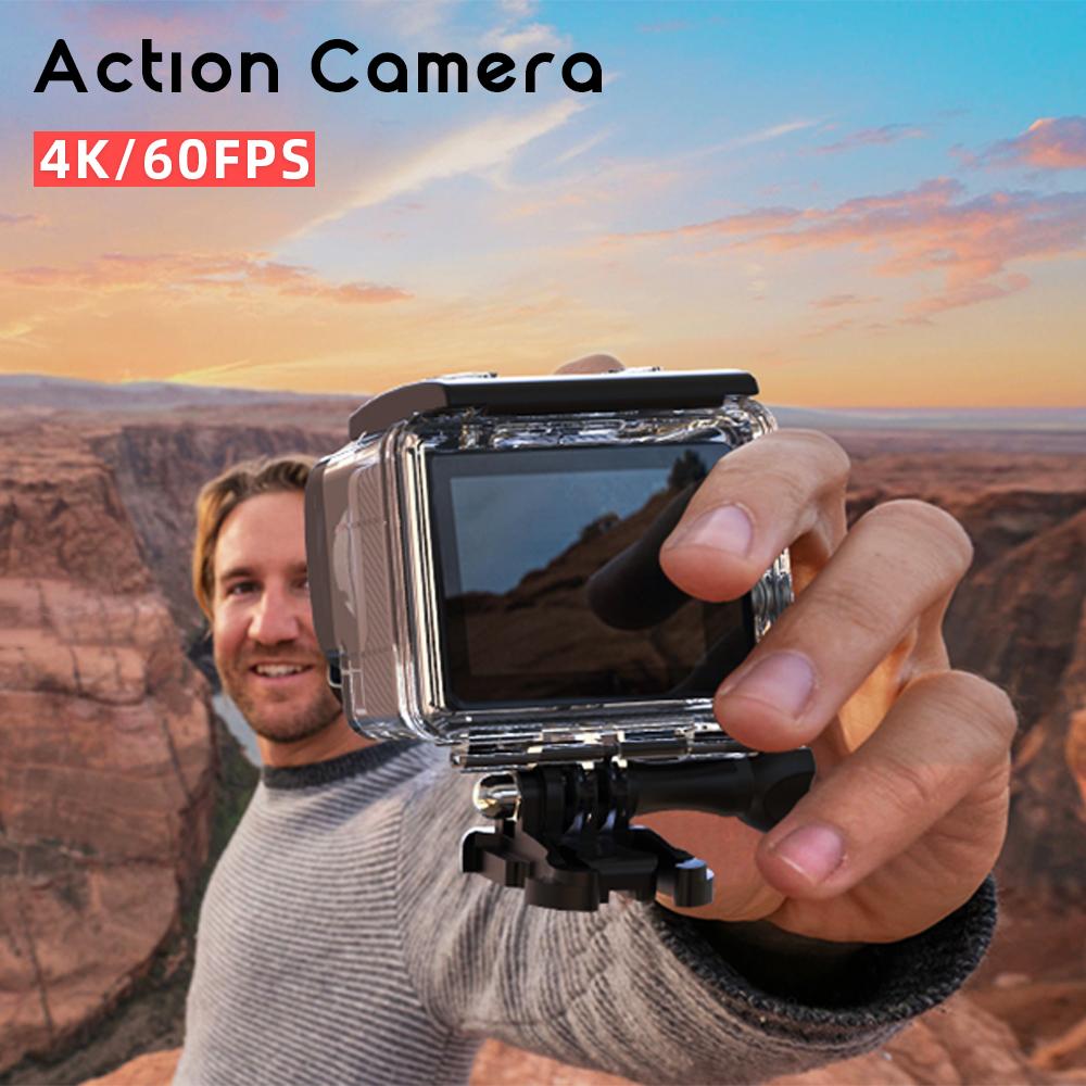Camera Hành Động HD 4K 60fps 1080P 120fps WiFi 2 Inch 170D Ổn Định Chống Nước Dưới Nước Video Thể Thao Cam EIS Zoom 4x