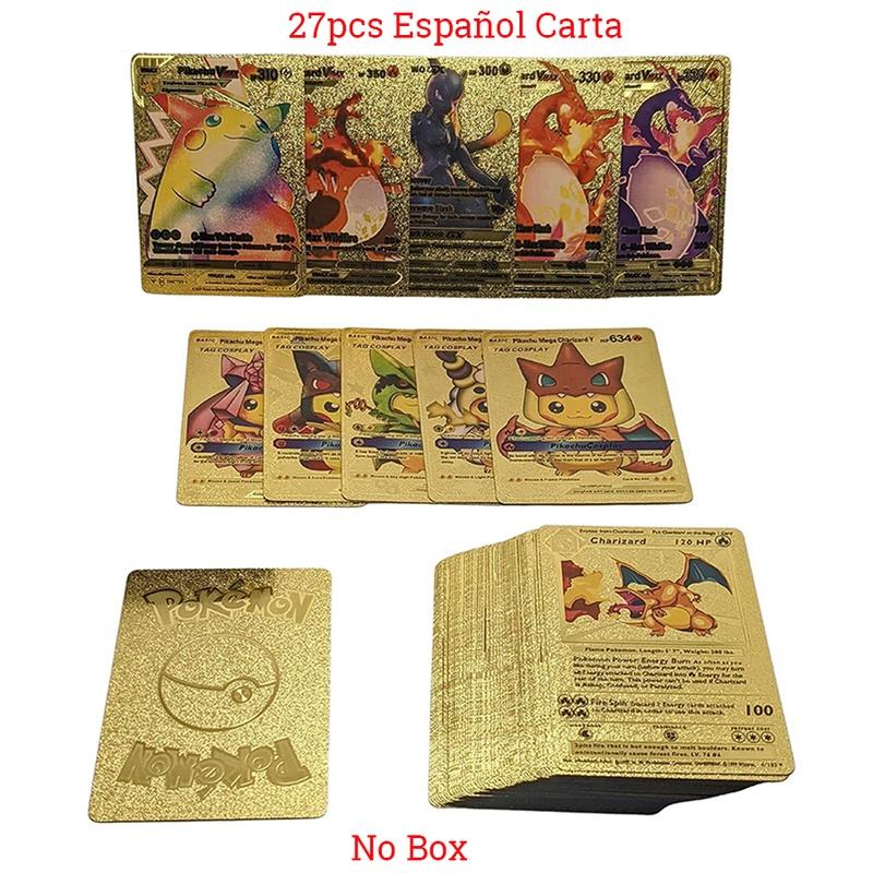 Bộ Sưu Tập Thẻ Bài Pokemon Bằng Kim Loại Màu Vàng/Bạc/Đen/Đen GX Energy Card Charizard Pikachu Cho Bé Trai Super Funny Pokemon Collection Gold&Silevr&Black