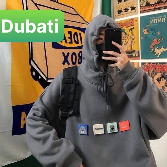 ÁO KHOÁC HOODIE CHẤT VẢI MỀM MỊN LOGO PATCH STICKERR NHẬT BẢN FROM RỘNG VẢI DÀY- DUBATI FASHION