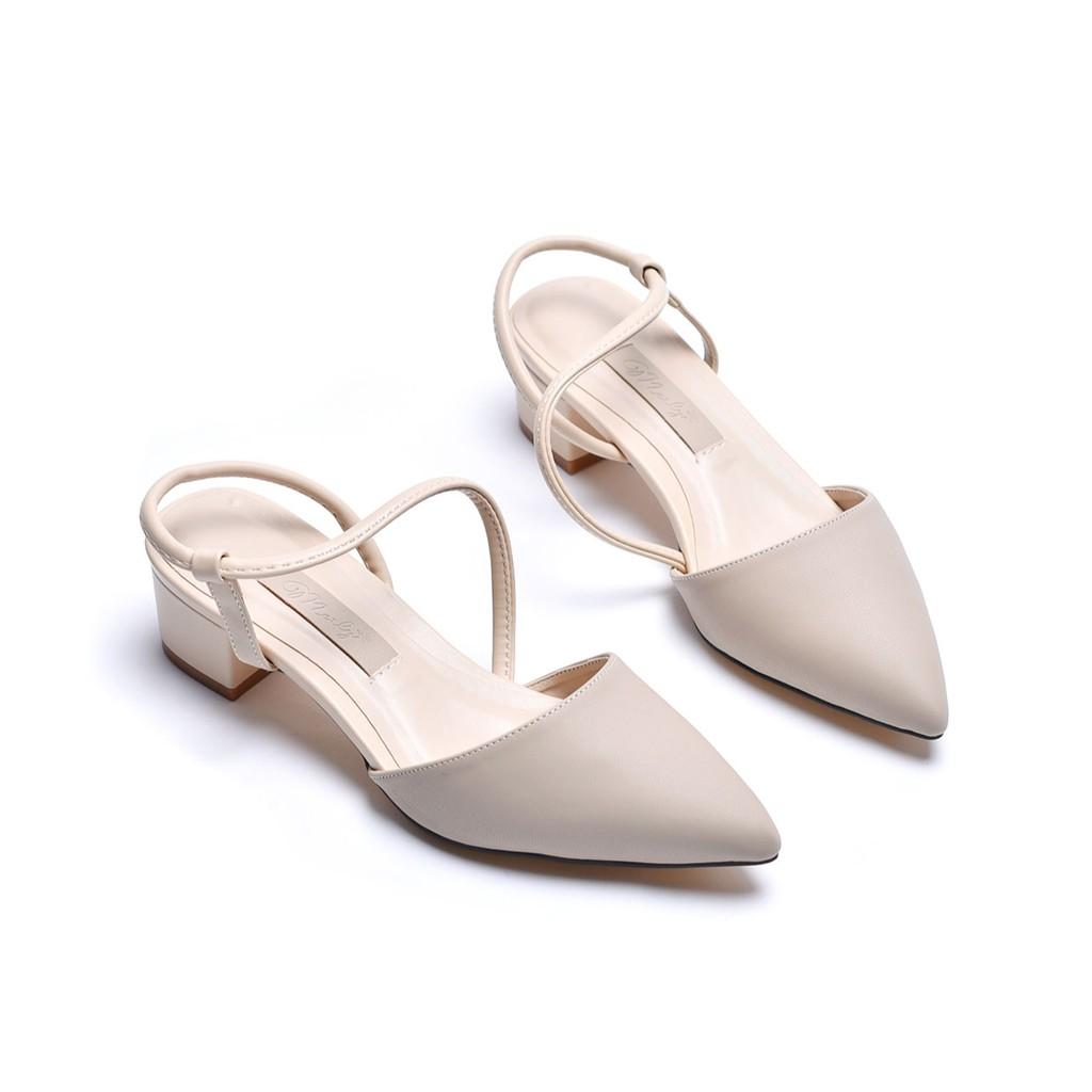 Giày sandal gót thấp họa tiết Merly 1047