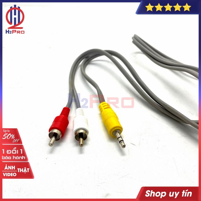 Dây Av 1 Ra 2, Dây 3.5Mm Ra 2 Av Dài 140Cm Cao Cấp, Dày Dặn, Chống Nhiễu, Cáp Loa 3.5 Ra 2 Đầu Av Hoa Sen-H2Pro Tech