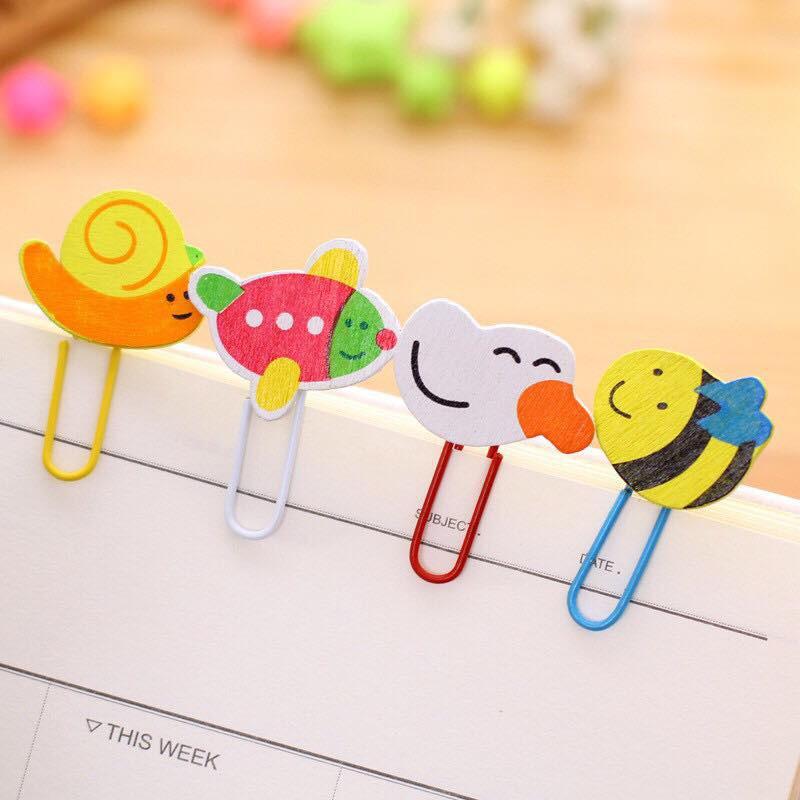 Vỉ 12 bookmark cài cute, kẹp giấy hình thú dễ thương