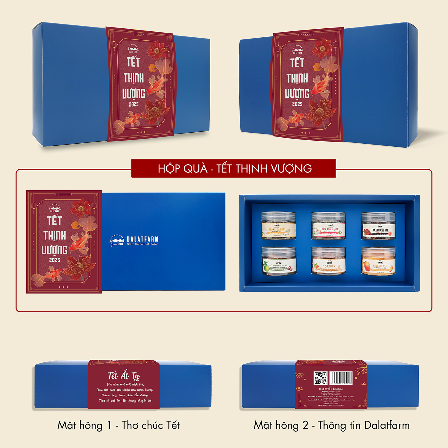 Hộp Quà Tết Thịnh Vượng (Trà - Hạt - Mứt)