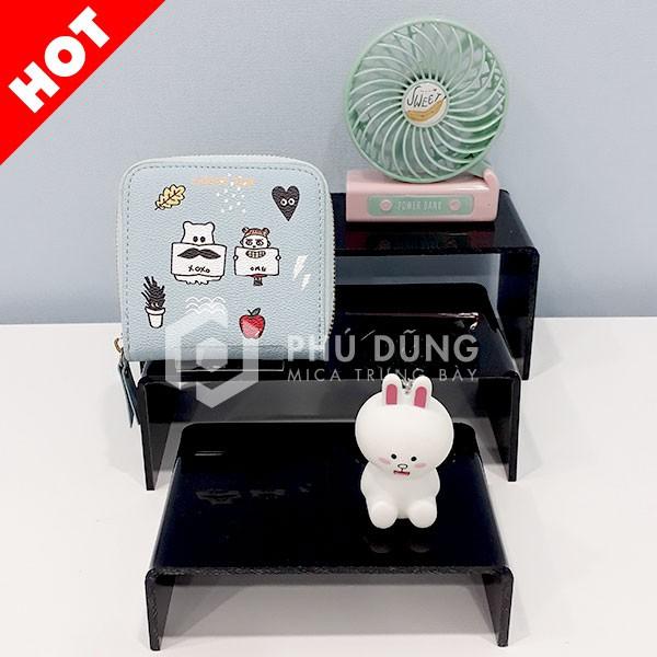 Bộ 3 Kệ Mica TRONG SUỐT DÀY 5 LY Trưng Bày Bóp Ví Nam/Nữ Kiểu Chữ U