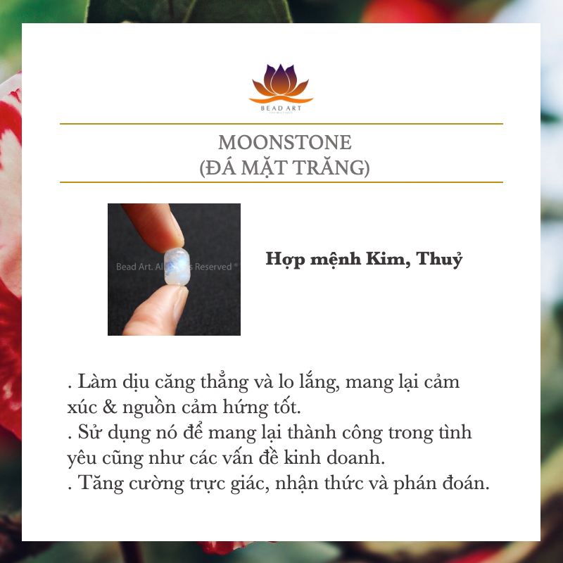 [1 Hạt] 9MM Đá Mặt Trăng, Moonstone Tự Nhiên Ánh Cầu Vồng Loại A, Vòng Tay Phong Thuỷ, Chuỗi Hạt, Mệnh Kim, Thuỷ - Bead Art