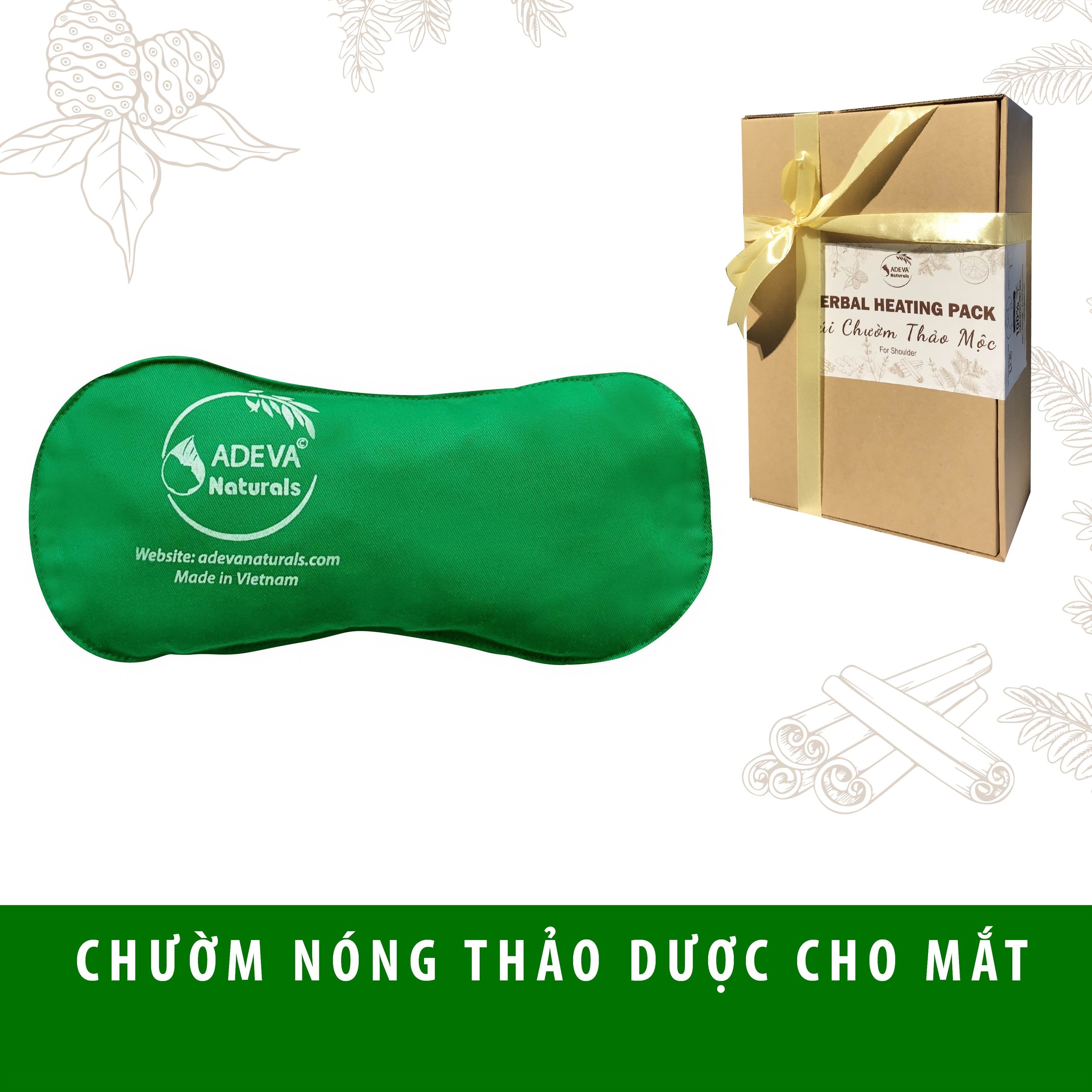 Túi chườm nóng thảo dược giảm đau nhức mỏi mắt dùng lò vi sóng Adeva - Chườm nóng lạnh - 100 lần chườm, 200gr dược liệu với sự kết hợp của 14 loại thảo mộc quý hiếm tự nhiên. Sử dụng lò vi sóng và ngăn đông tủ lạnh