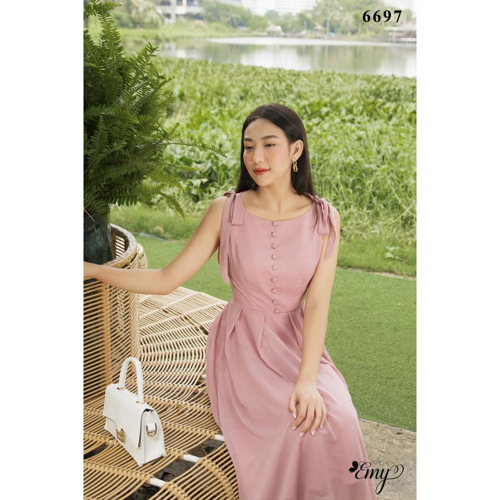 Maxi EMY EM6697 Hồng Ruốc Vai Nơ Không Túi