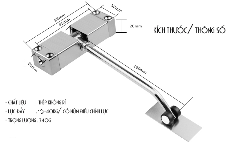 TAY ĐẨY GIỮ CỬA MINI, TAY CO CỬA, BẢN LỀ ĐÓNG CỬA TỰ ĐỘNG – THÉP KHÔNG RỈ