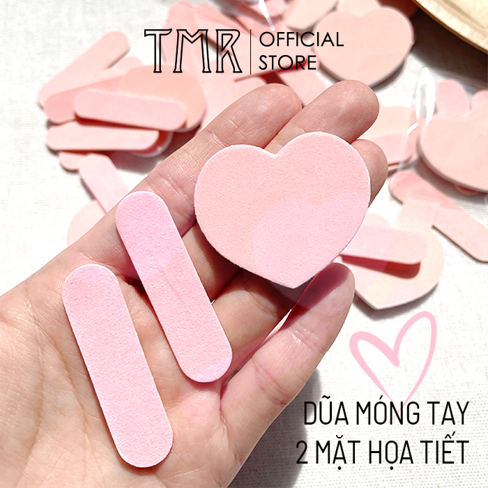 Dũa móng tay TMR Cute Mini - Trái Tim set, định hinh móng, dũa móng 2 mặt chất lượng cao