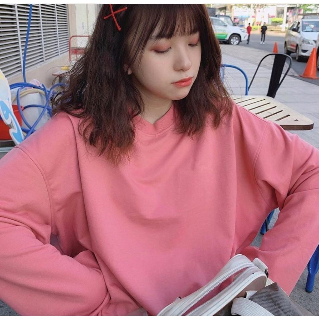 ÁO SWEATER BASIC PINK HỒNG TRƠN UNISEX - L12