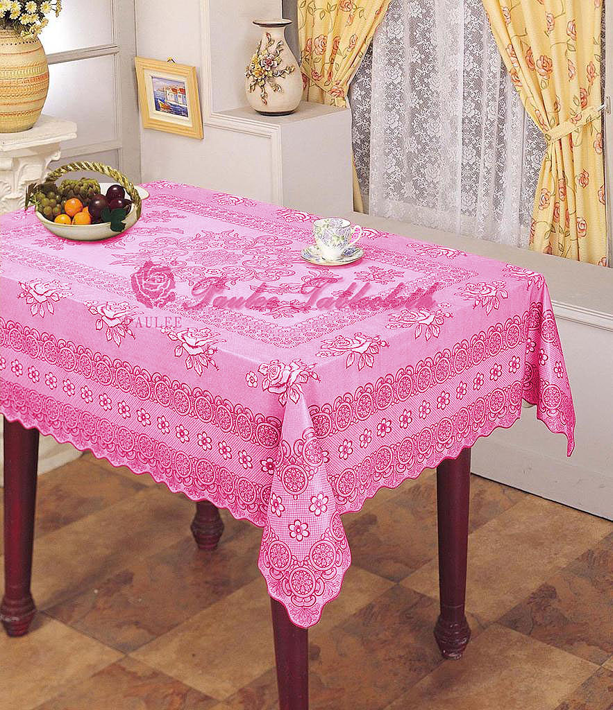KHĂN TRẢI BÀN PAULEE 856B - HOA VĂN HỒNG - 150 CM X 264 CM - KHÔNG THẤM NƯỚC