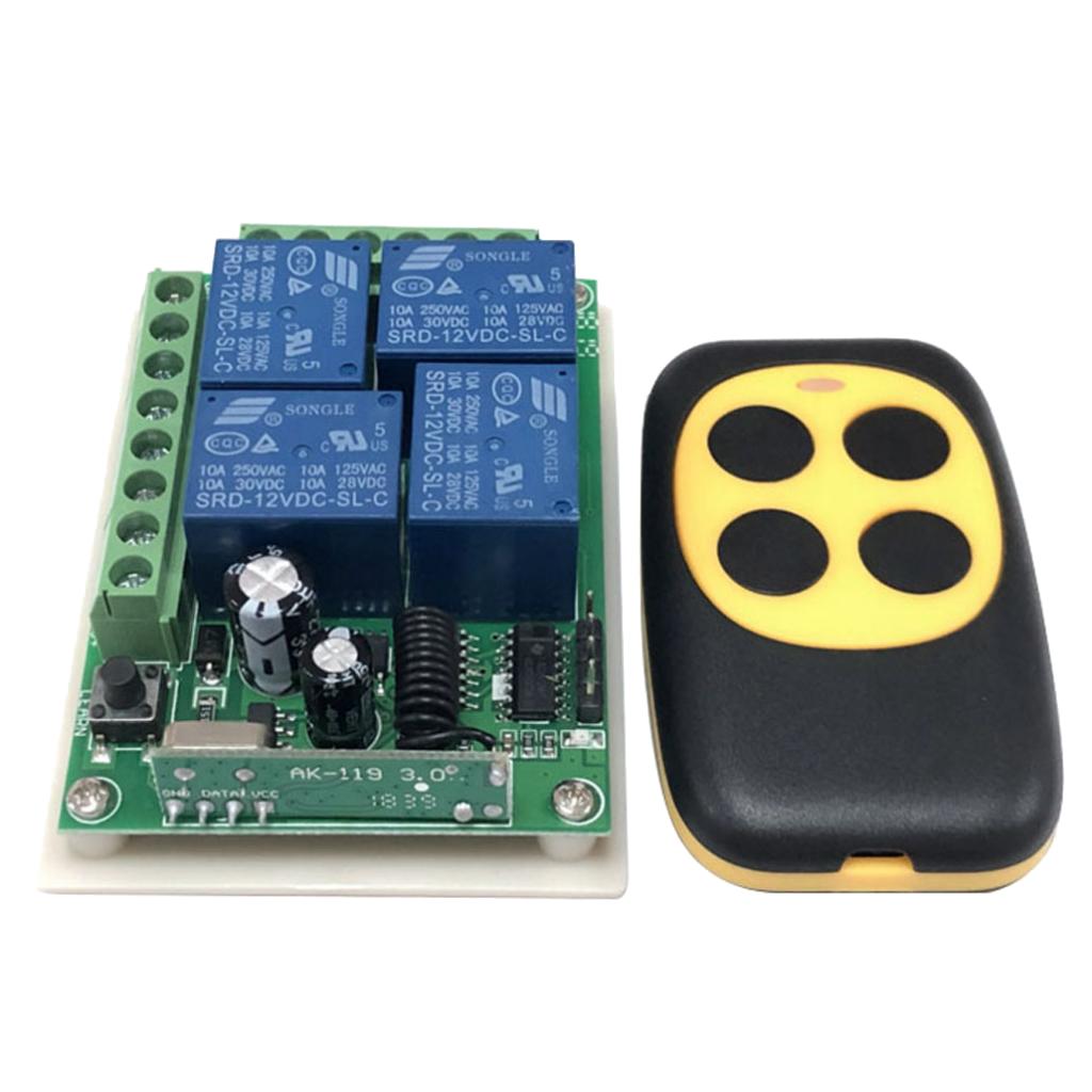 Universal Wireless Remote Control Switch - 4CH Relay Receiver Module and RF Transmitter- Electronic Lock Control