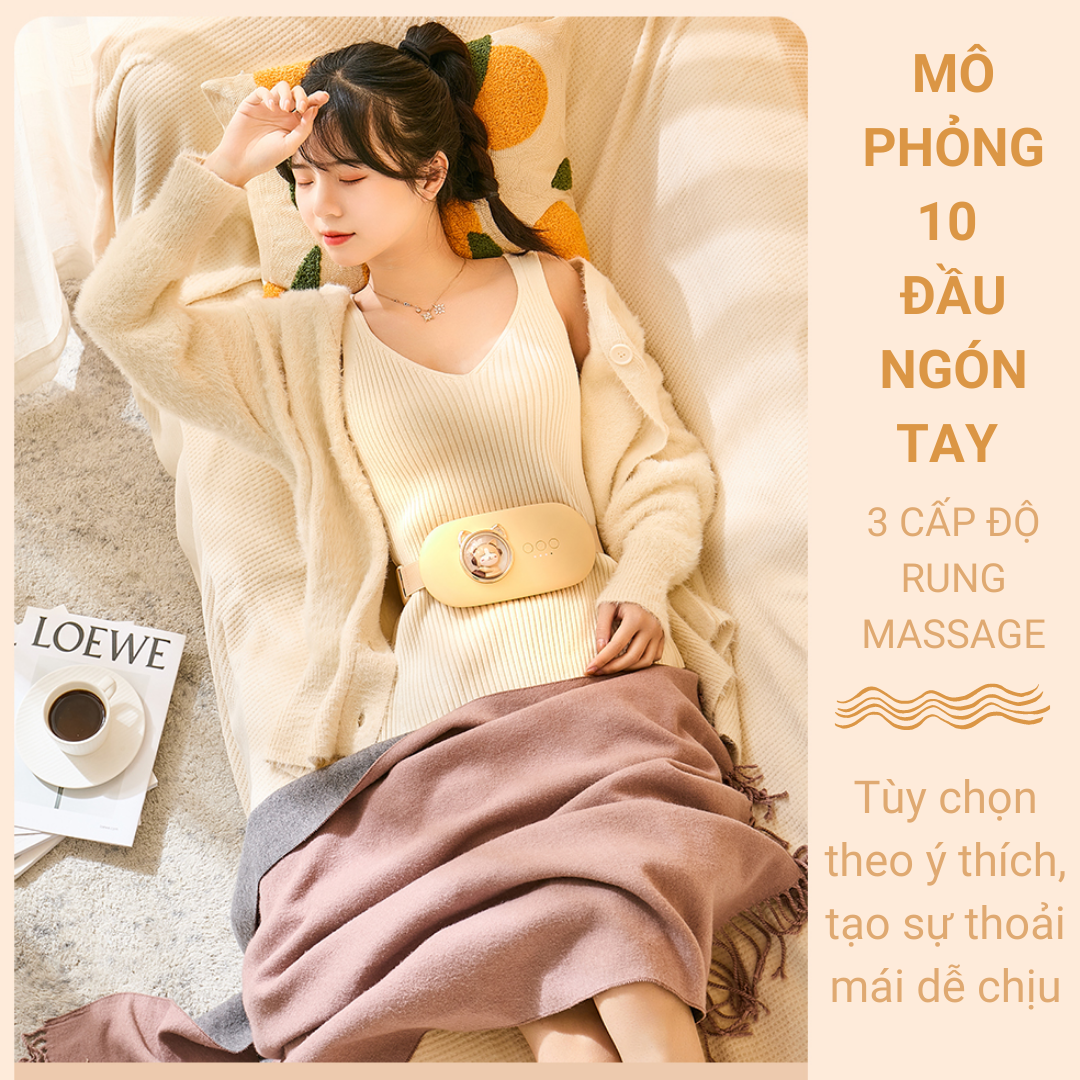 Đai Chườm Nóng Bụng Kinh FanHome, Máy Massage Làm Ấm Giảm Đau Bụng Kinh, Túi Chườm Bụng Kinh Giảm Đau Cho Phụ Nữ Đến Kì