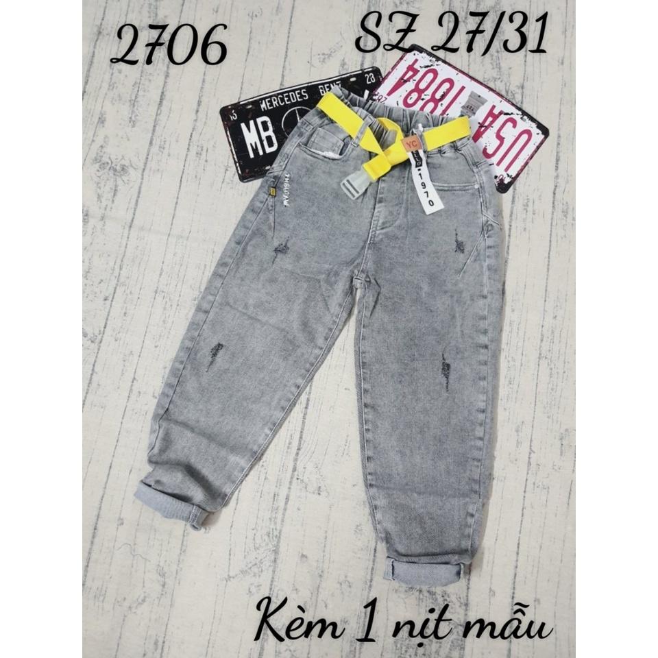 Quần jeans dài cho bé gái phối đồ phong cách Hàn Quốc từ 30-45kg hàng Quảng Châu cao cấp