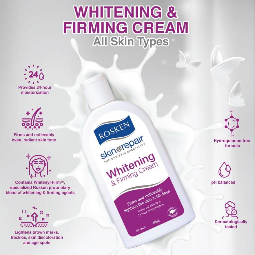 Kem dưỡng ẩm sáng da Rosken Whitening Firming Cream 200ml - giúp da mịn màng, săn chắc